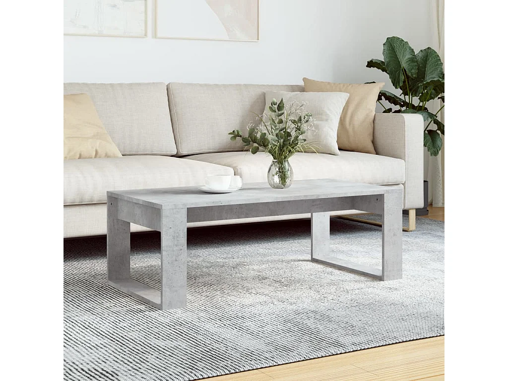 Table basse gris béton 102x50x35 cm bois d'ingénierie