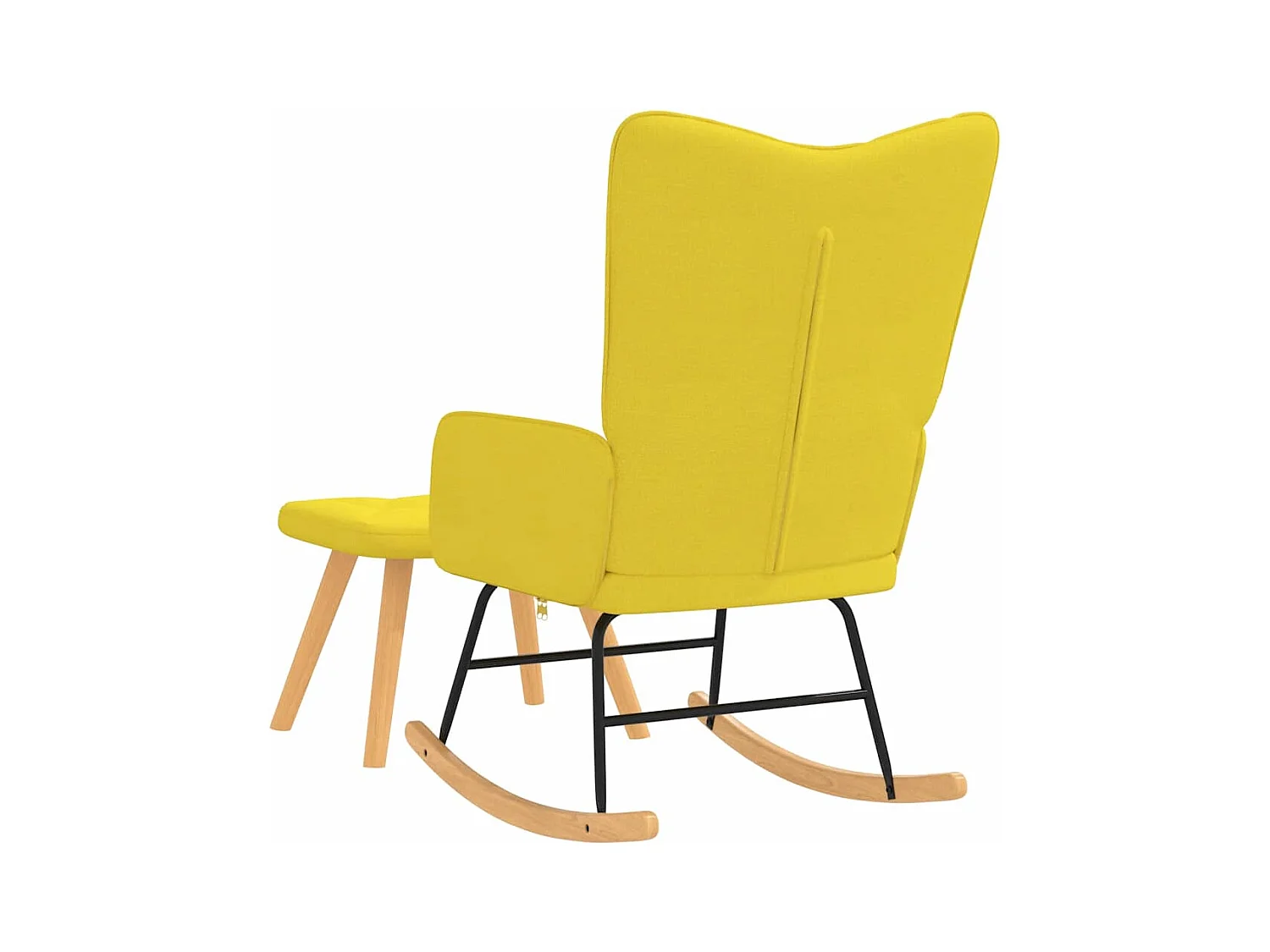 Silla mecedora con reposapiés tela amarillo mostaza