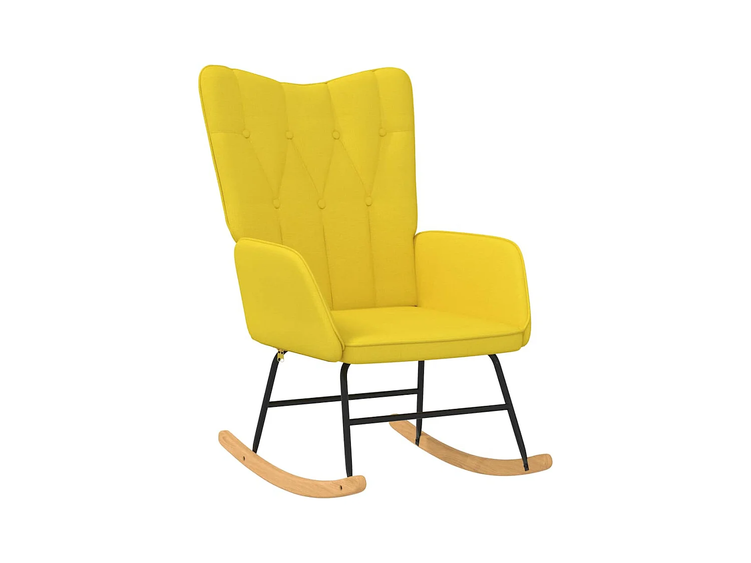 Silla mecedora con reposapiés tela amarillo mostaza