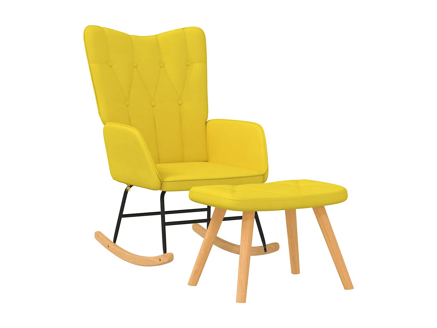 Chaise à bascule avec tabouret Jaune moutarde Tissu