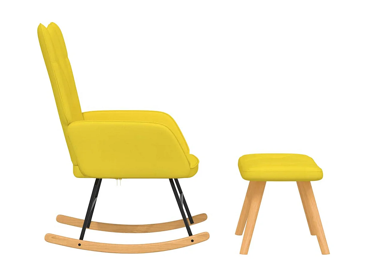 Chaise à bascule avec tabouret Jaune moutarde Tissu