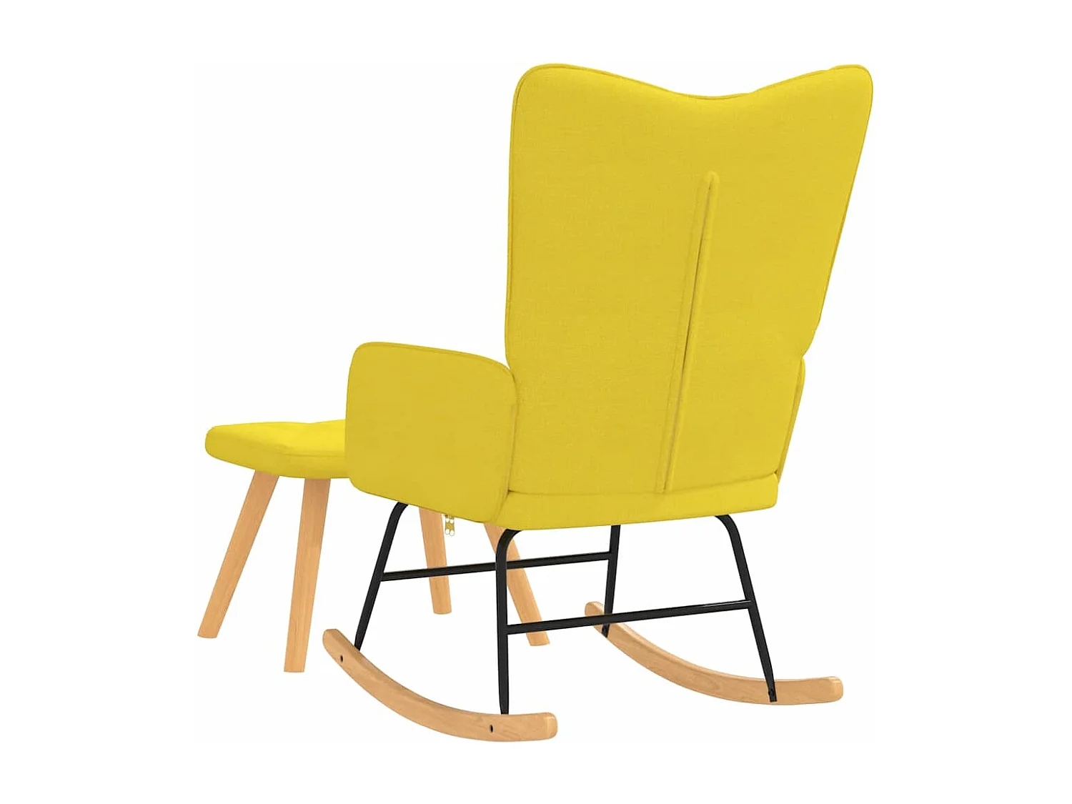 Chaise à bascule avec tabouret Jaune moutarde Tissu