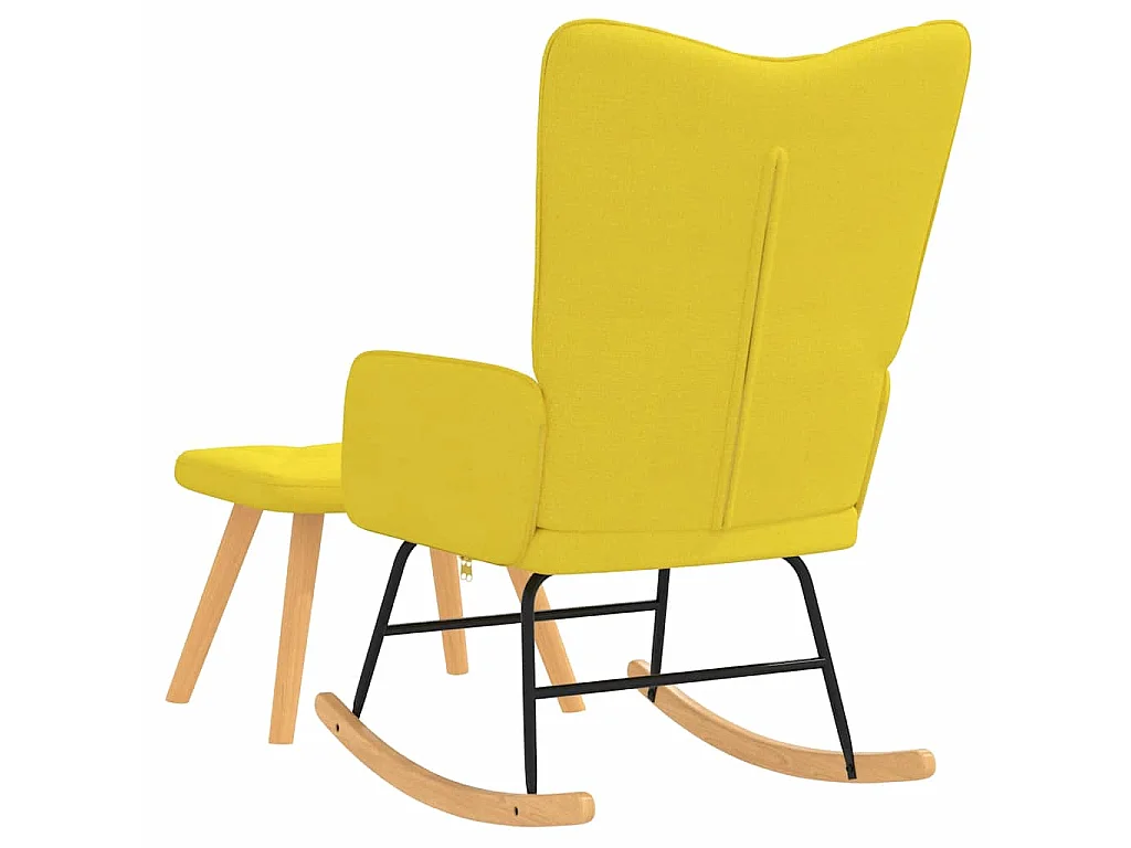 Silla mecedora con reposapiés tela amarillo mostaza