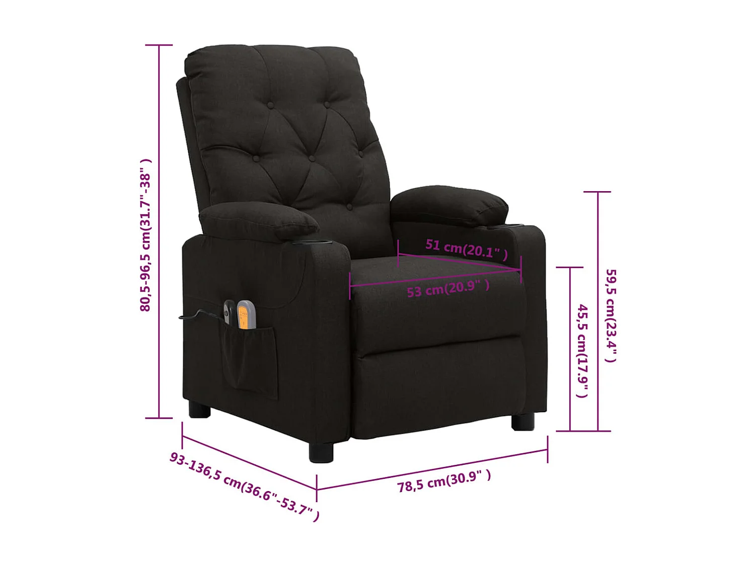 Sillón de masaje eléctrico tela negro