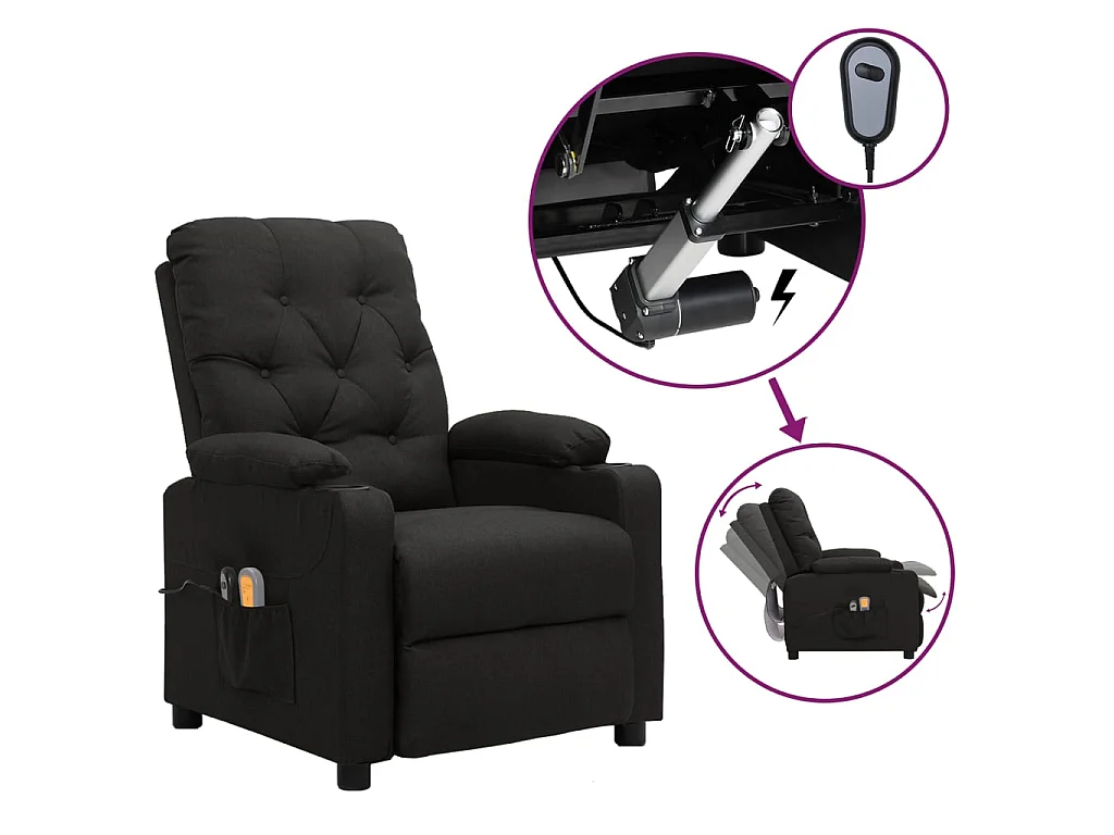 Massagesessel Elektrisch Schwarz Stoff