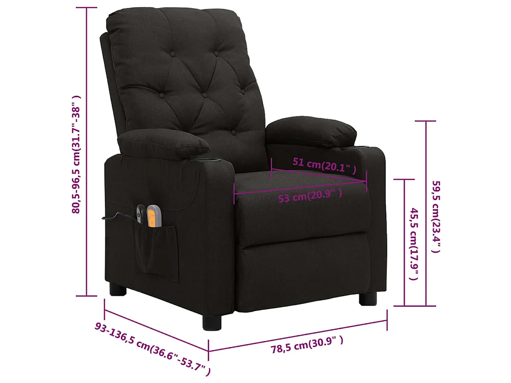 Massagesessel Elektrisch Schwarz Stoff