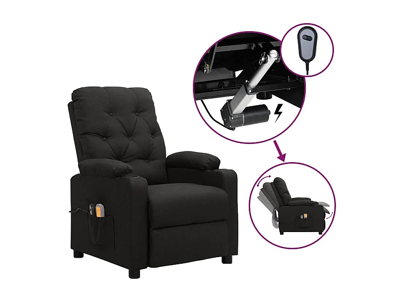 Sillón de masaje eléctrico tela negro