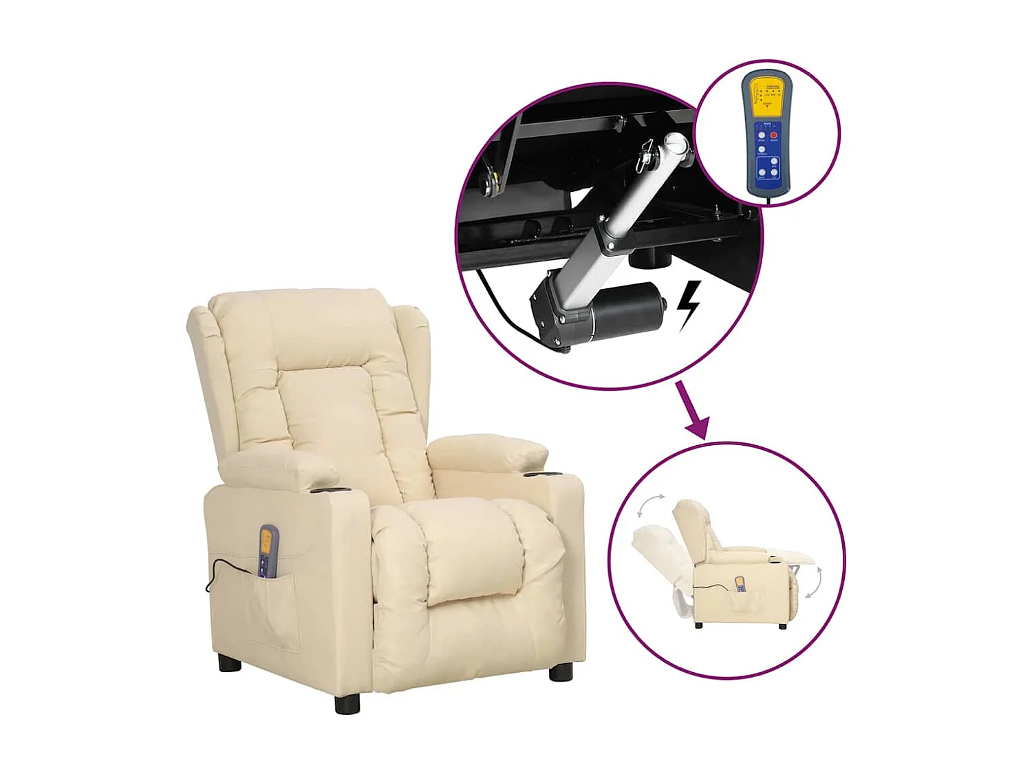Fauteuil de massage Crème Tissu