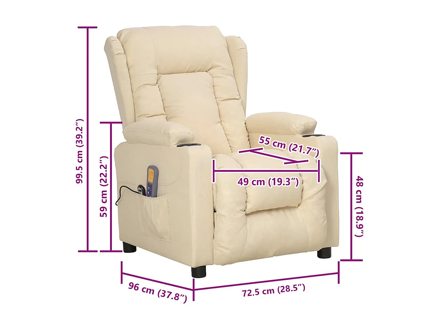 Fauteuil de massage Crème Tissu