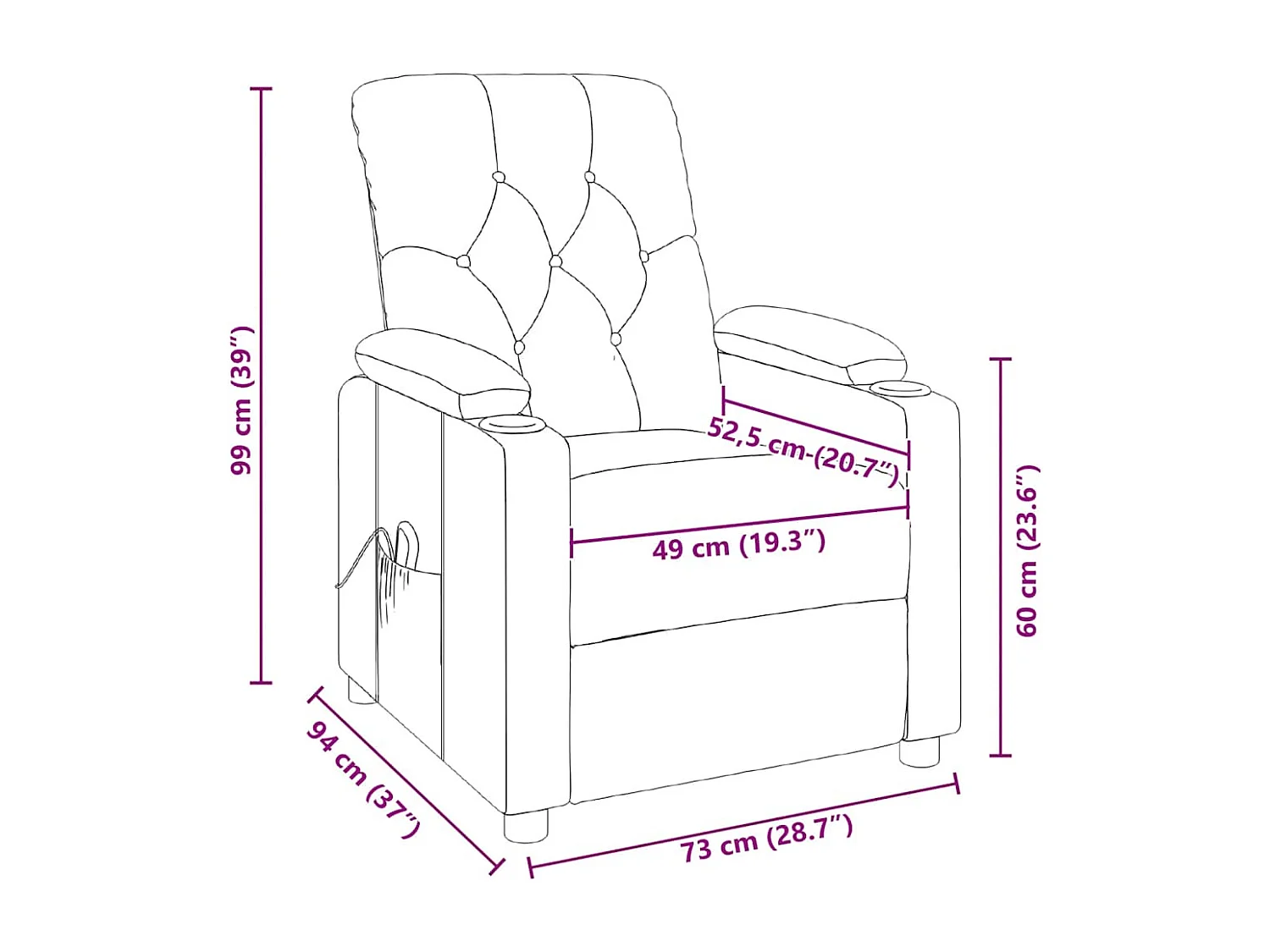 Fauteuil de massage Gris clair Tissu