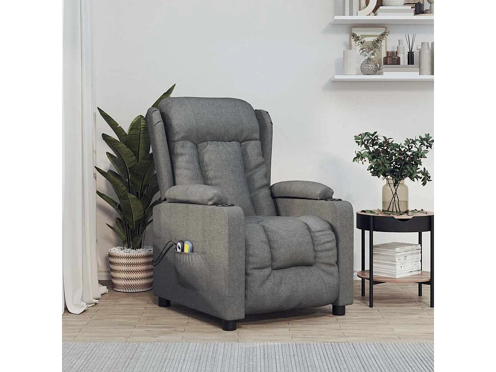 Fauteuil électrique de massage Gris foncé Tissu