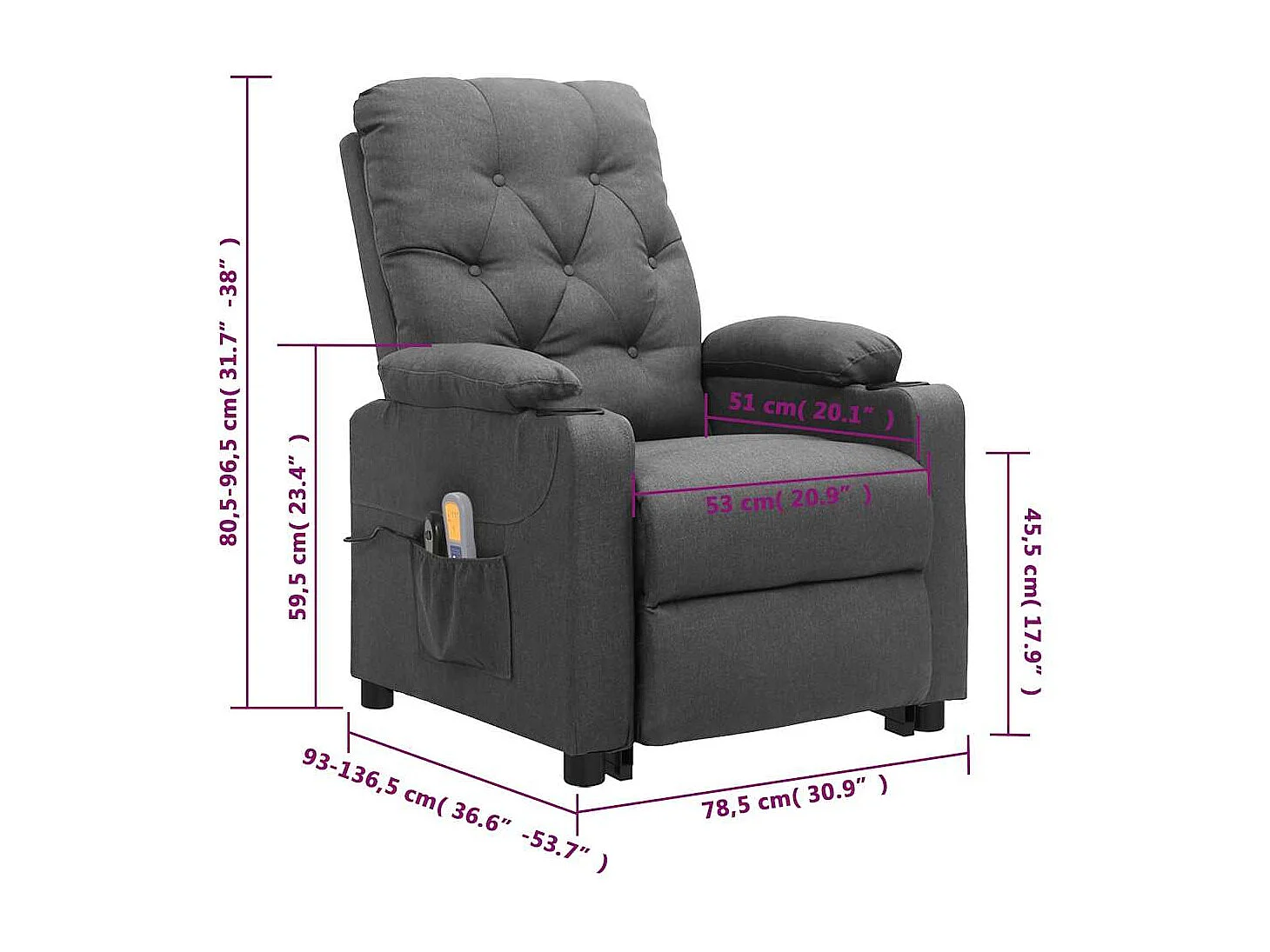 Sta-op-massagestoel stof lichtgrijs