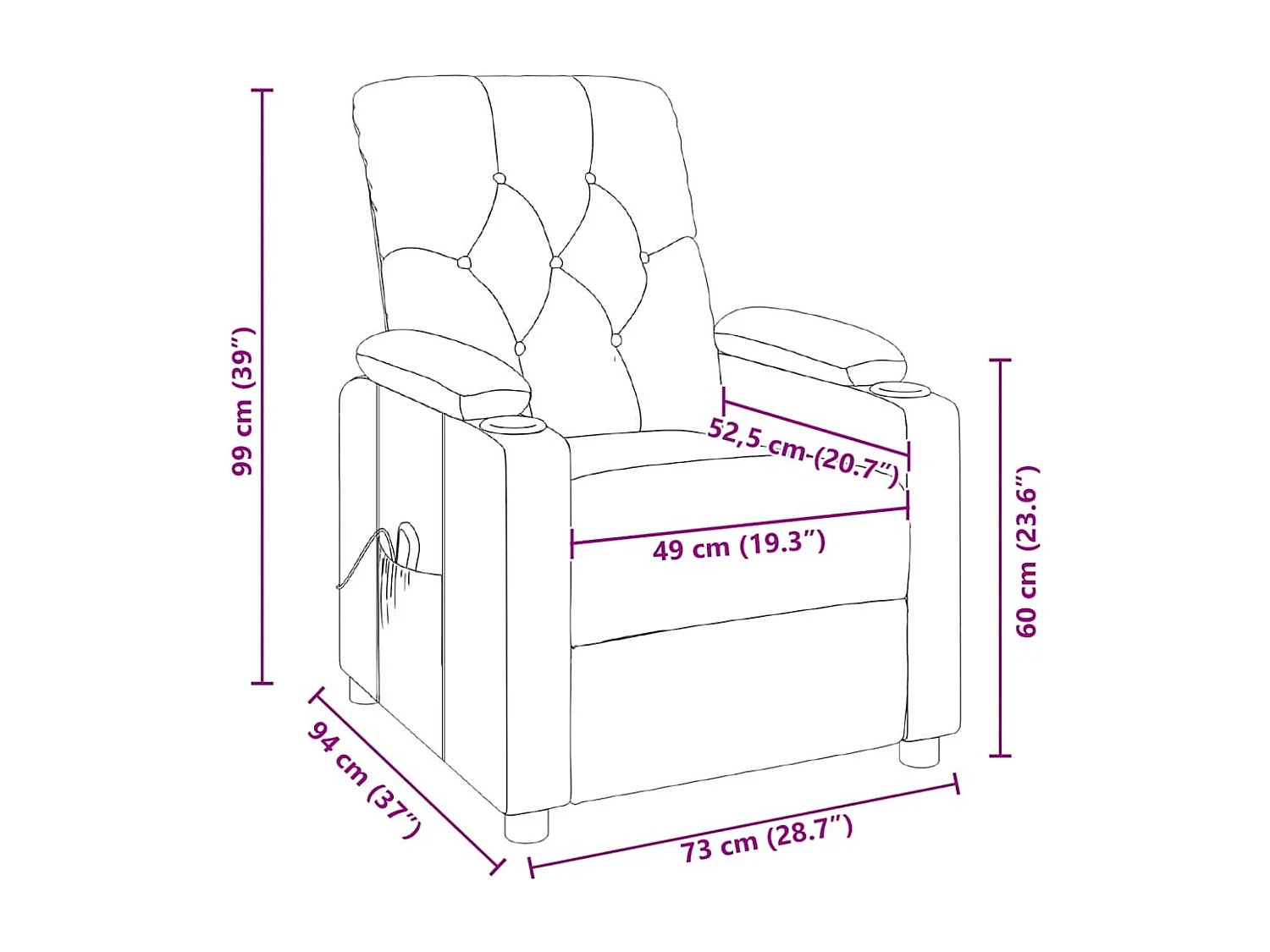 Sillón de masaje de tela negro