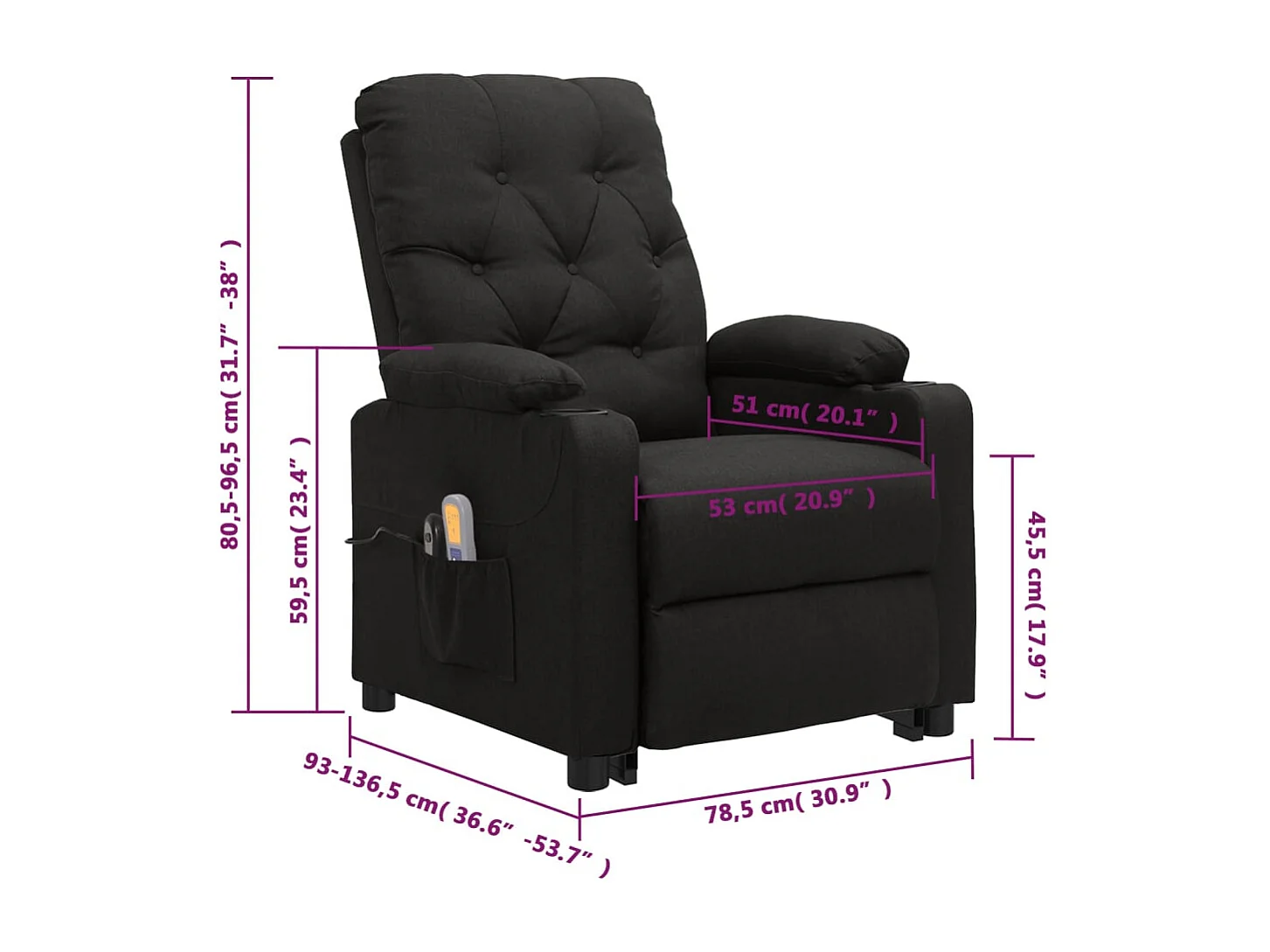 Fauteuil de massage Noir Tissu