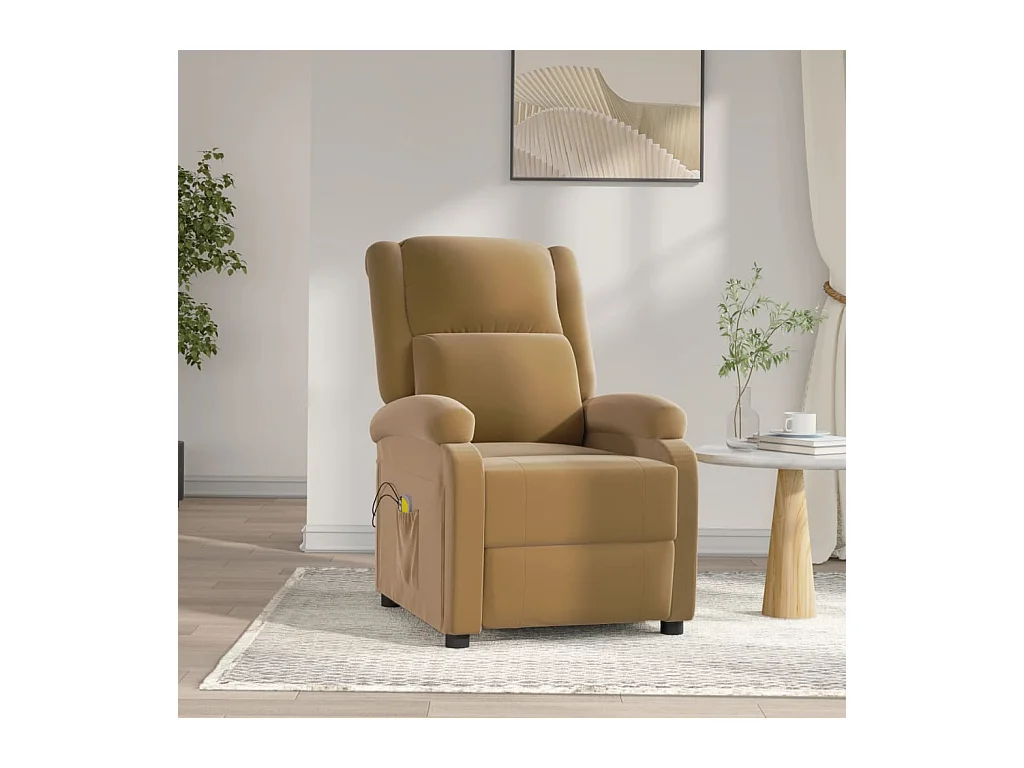 Fauteuil électrique de massage Marron Velours