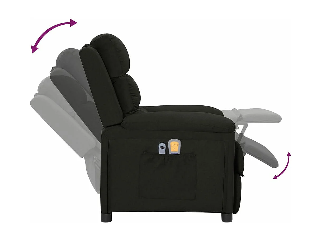 Fauteuil électrique de massage Noir Tissu