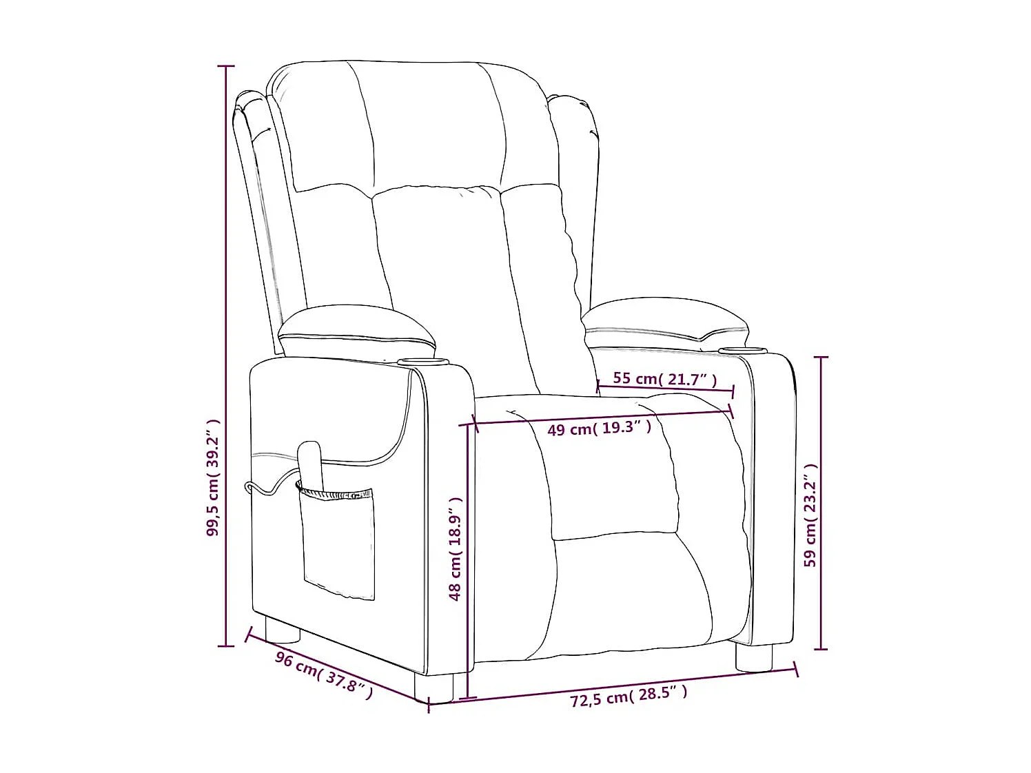 Sillón de masaje de tela gris oscuro