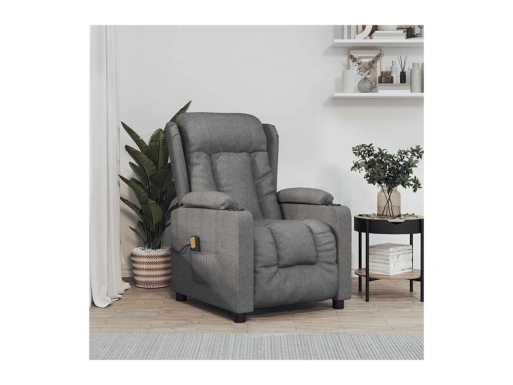 Massagesessel Dunkelgrau Stoff
