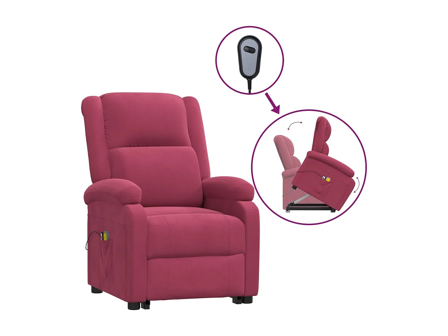 Fauteuil de massage Rouge bordeaux Velours