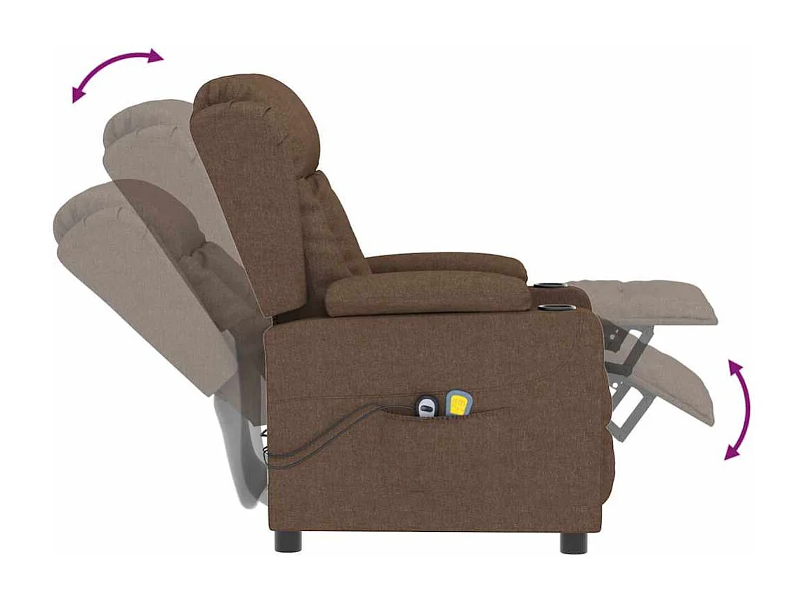 Massagestoel elektrisch verstelbaar stof bruin