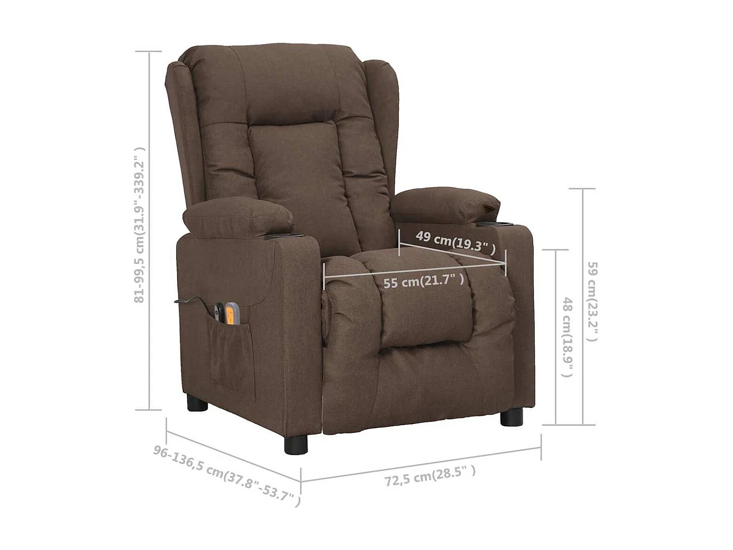 Poltrona Massaggiante Elettrica Tortora in Tessuto