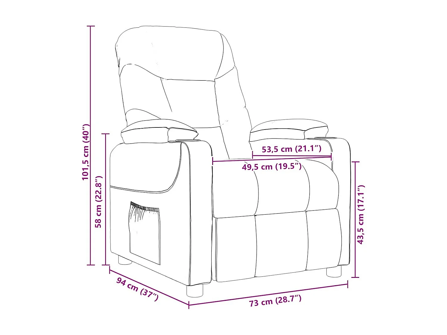 Massagesessel Taupe Stoff