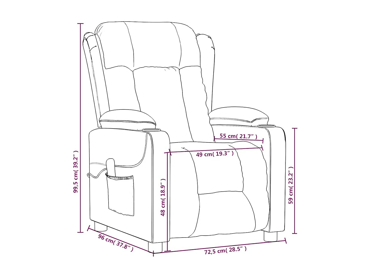 Fauteuil de massage Gris clair Tissu