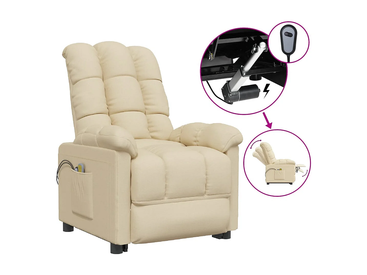 Massagestoel elektrisch stof crèmekleurig