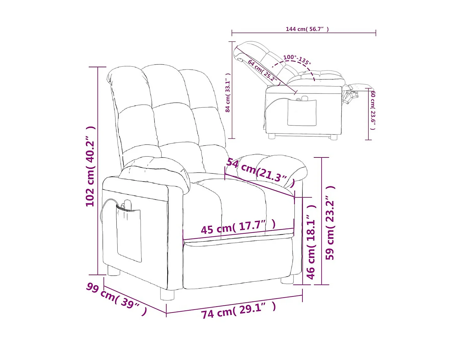 Massagestoel elektrisch stof crèmekleurig