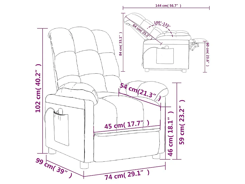 Fauteuil électrique de massage Crème Tissu