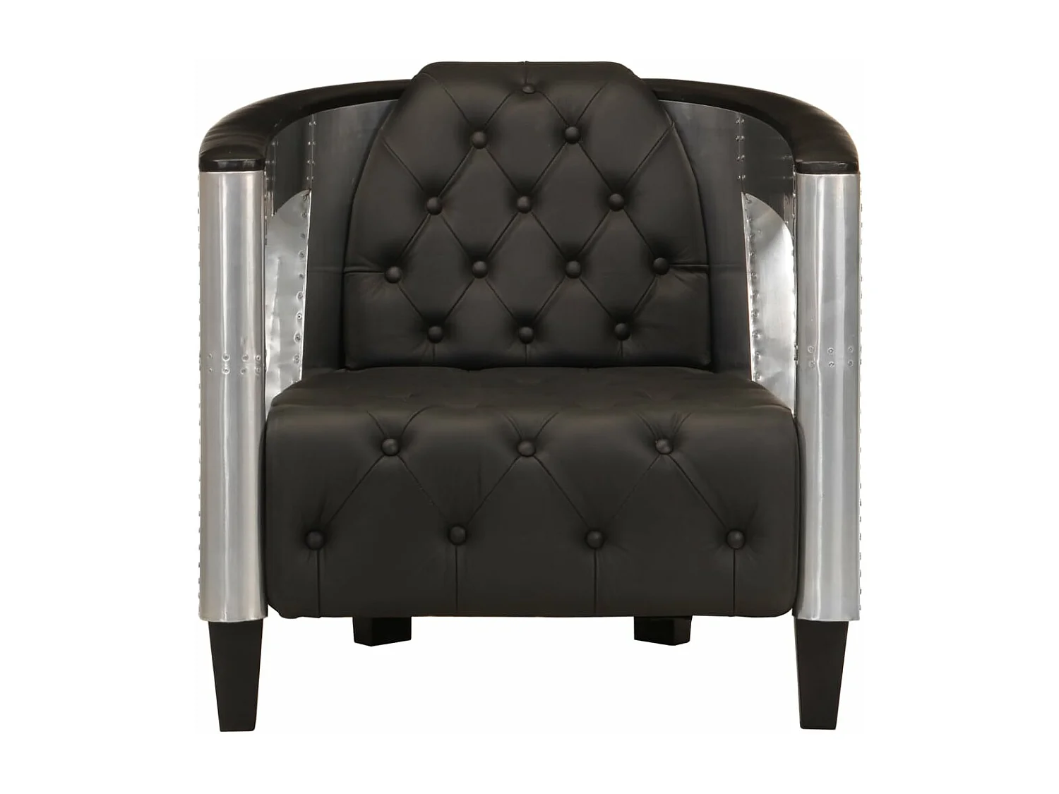 Fliegersessel Schwarz Echtleder