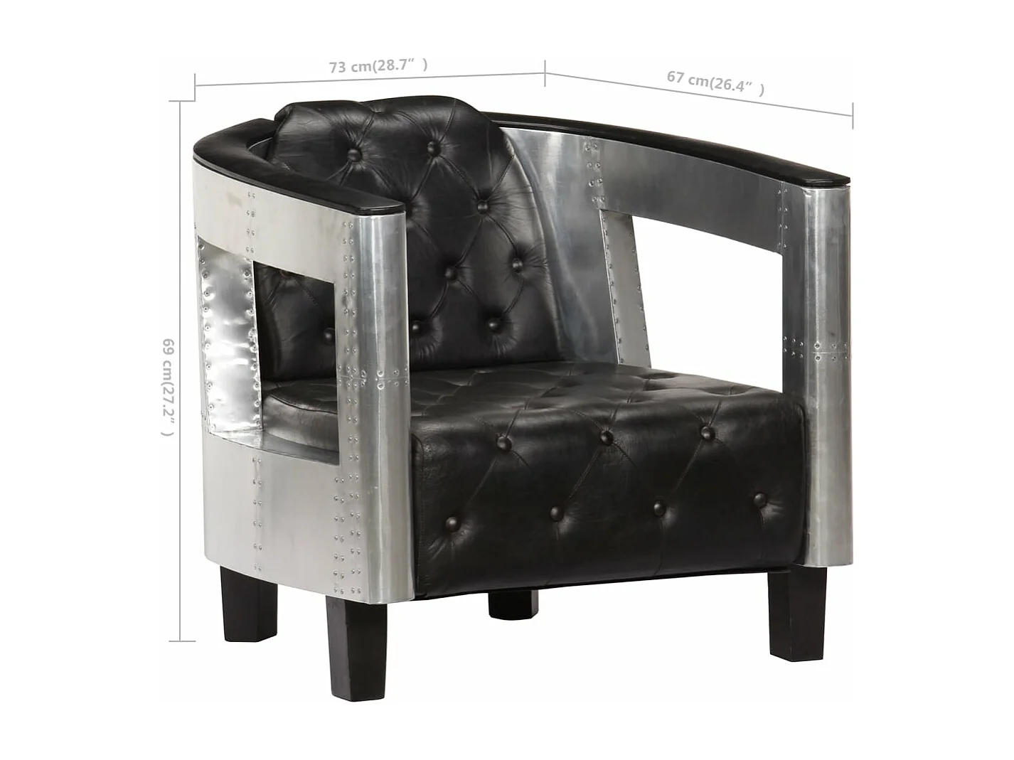 Fliegersessel Schwarz Echtleder