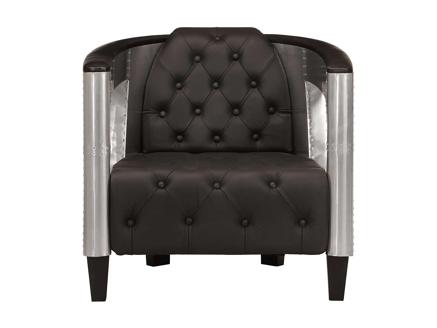 Fauteuil en style d'aviation noir cuir véritable