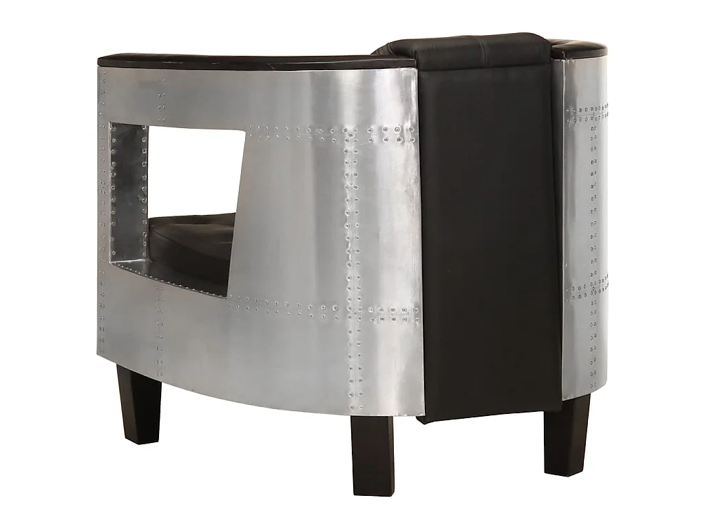 Fauteuil en style d'aviation noir cuir véritable