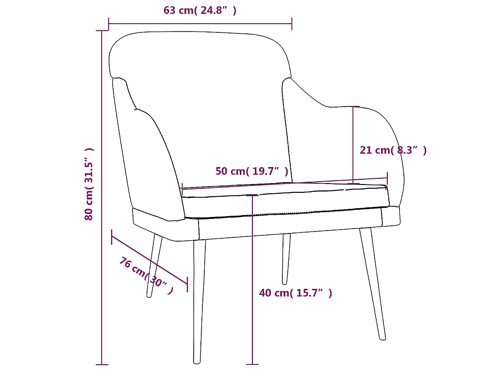 Fauteuil Crème 63x76x80 cm Velours