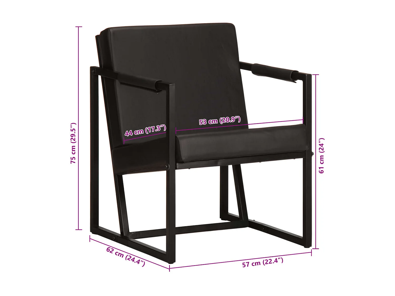 Sessel Schwarz Echtleder