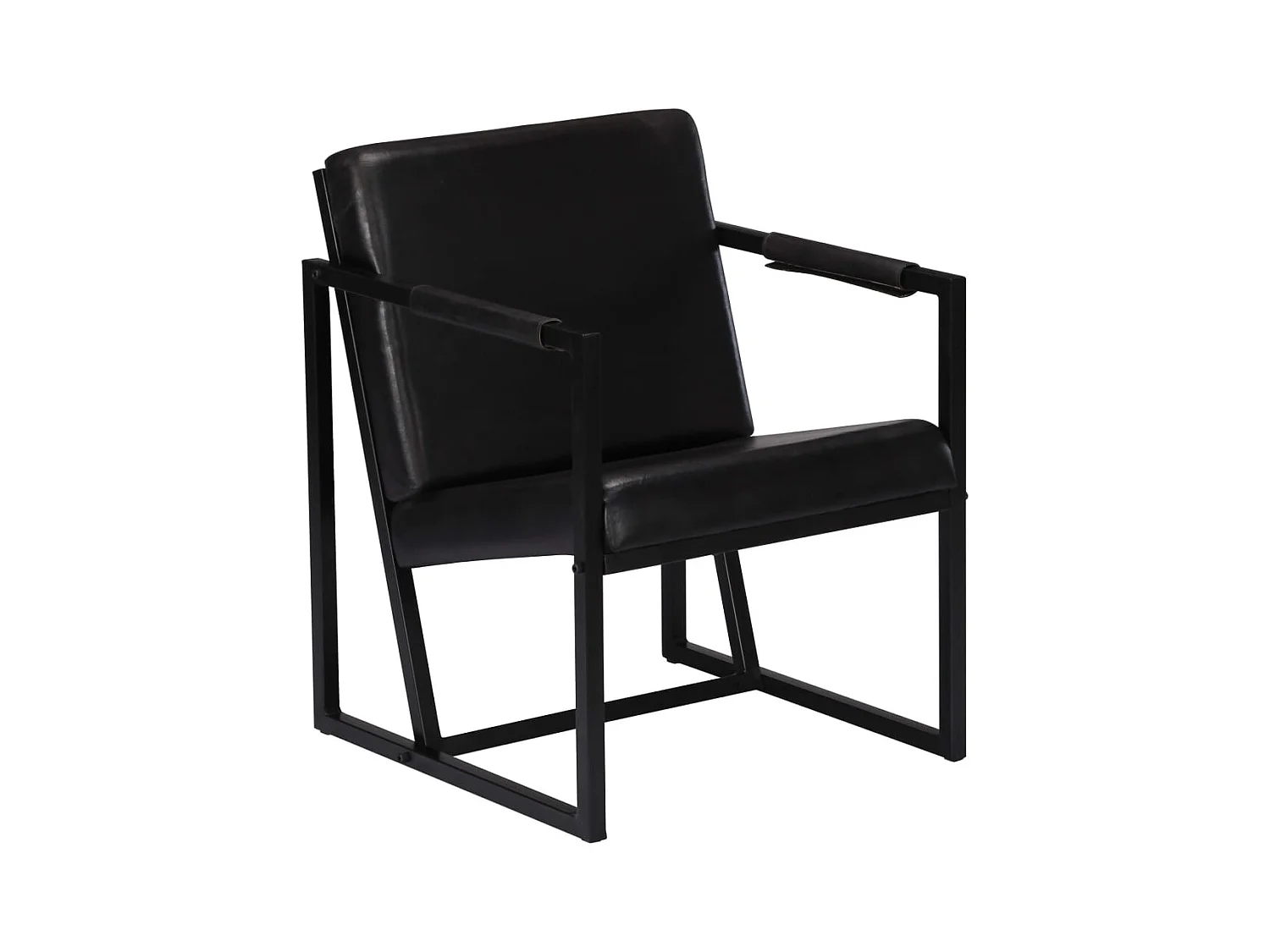 Sillón de cuero auténtico negro