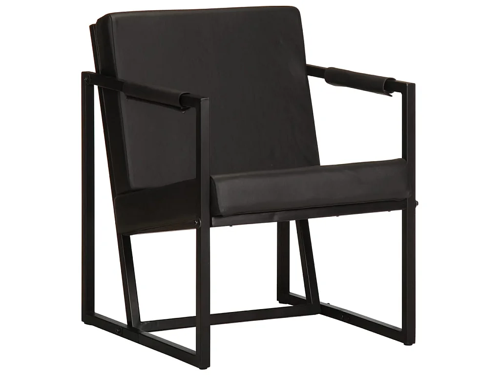 Fauteuil noir cuir véritable