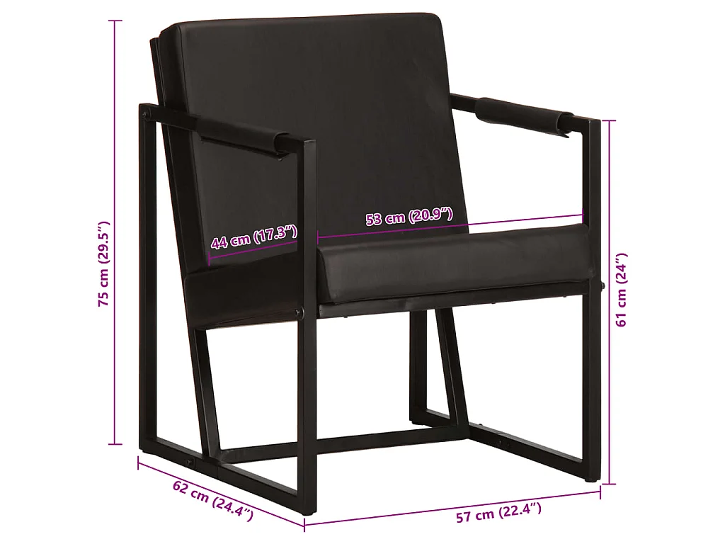 Fauteuil noir cuir véritable