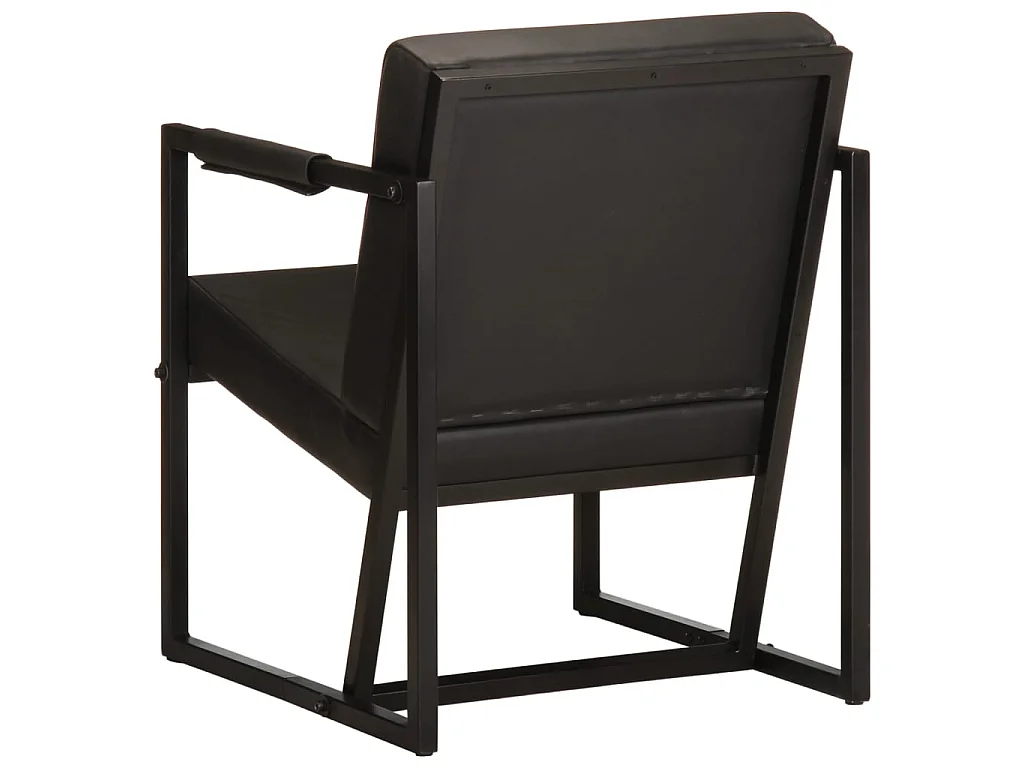 Fauteuil noir cuir véritable