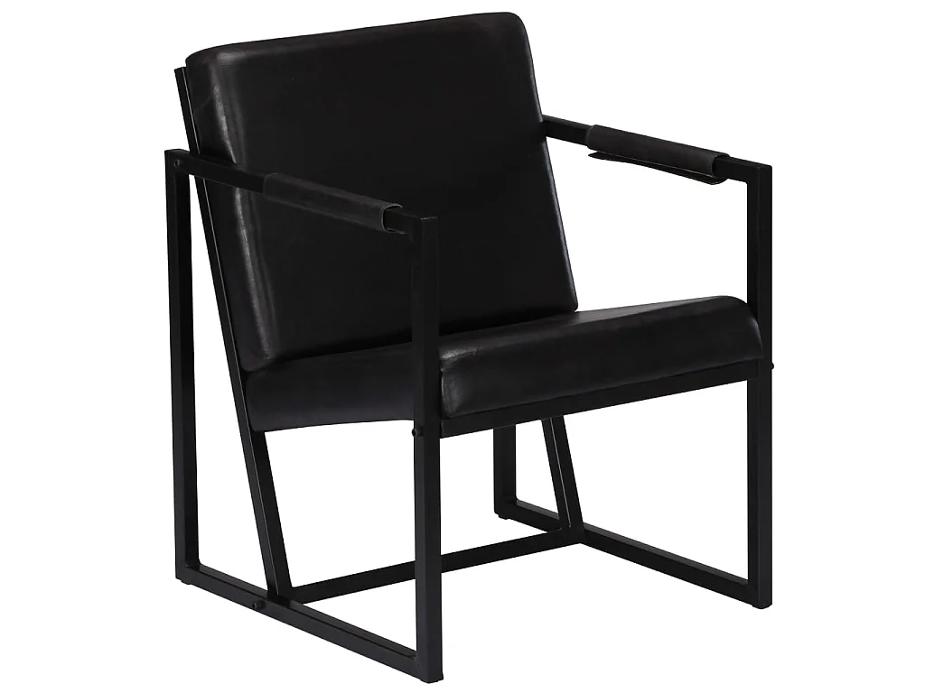 Fauteuil noir cuir véritable