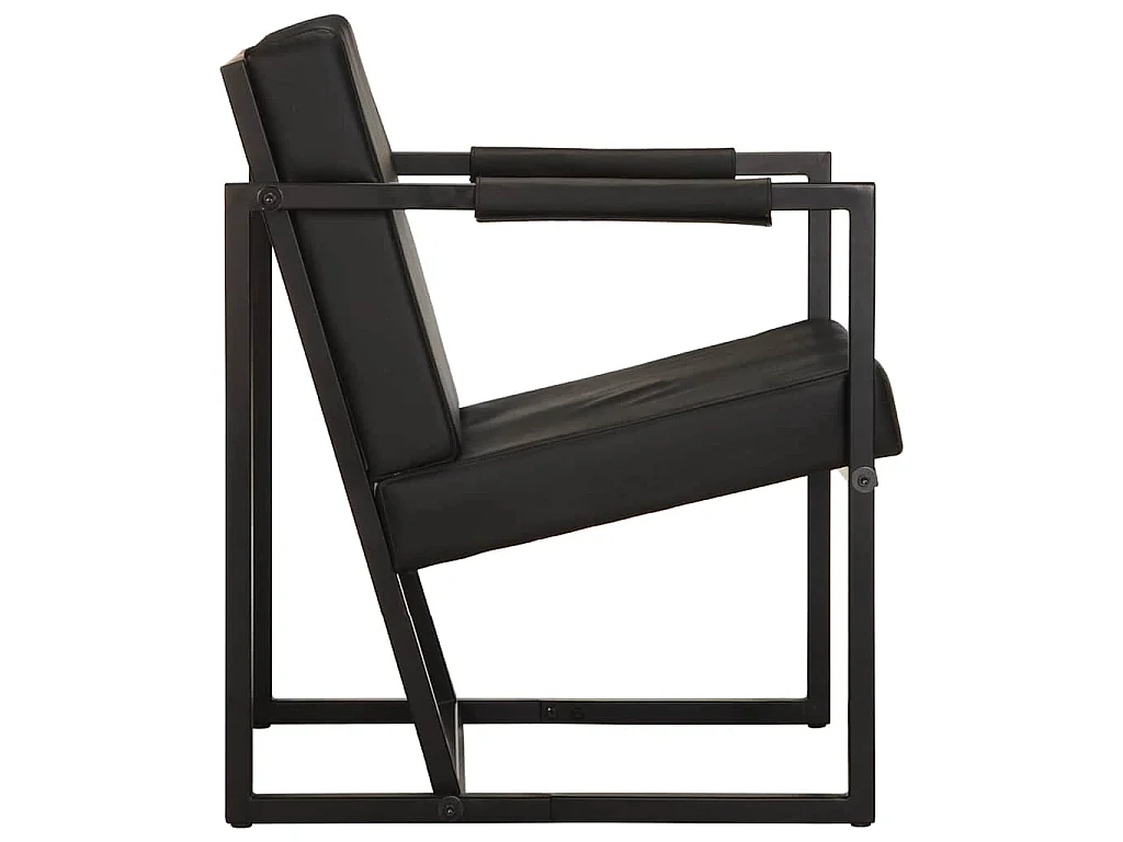 Fauteuil echt leer zwart