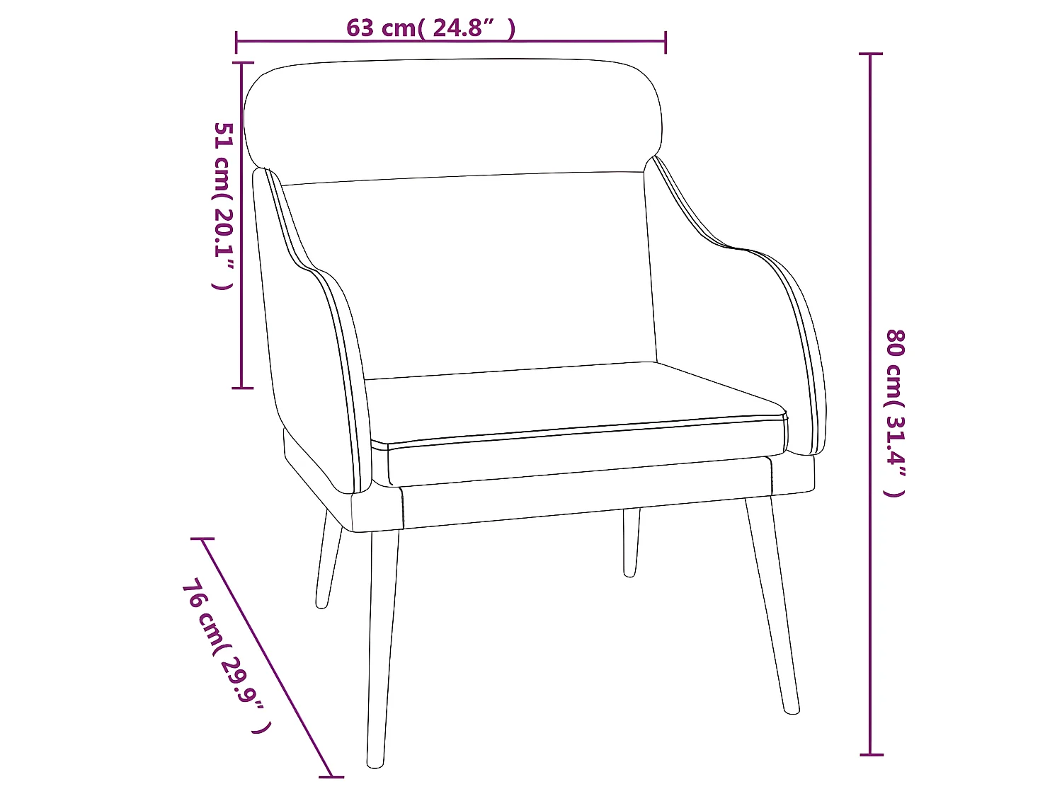 Sessel Blau 63x76x80 cm Samt