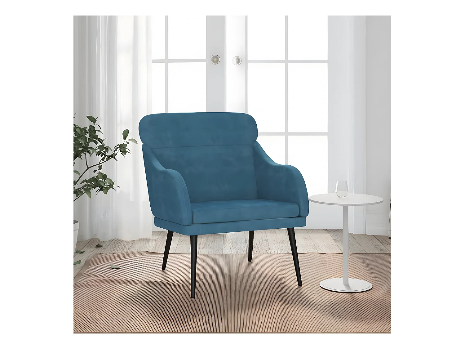 Fauteuil Bleu 63x76x80 cm Velours