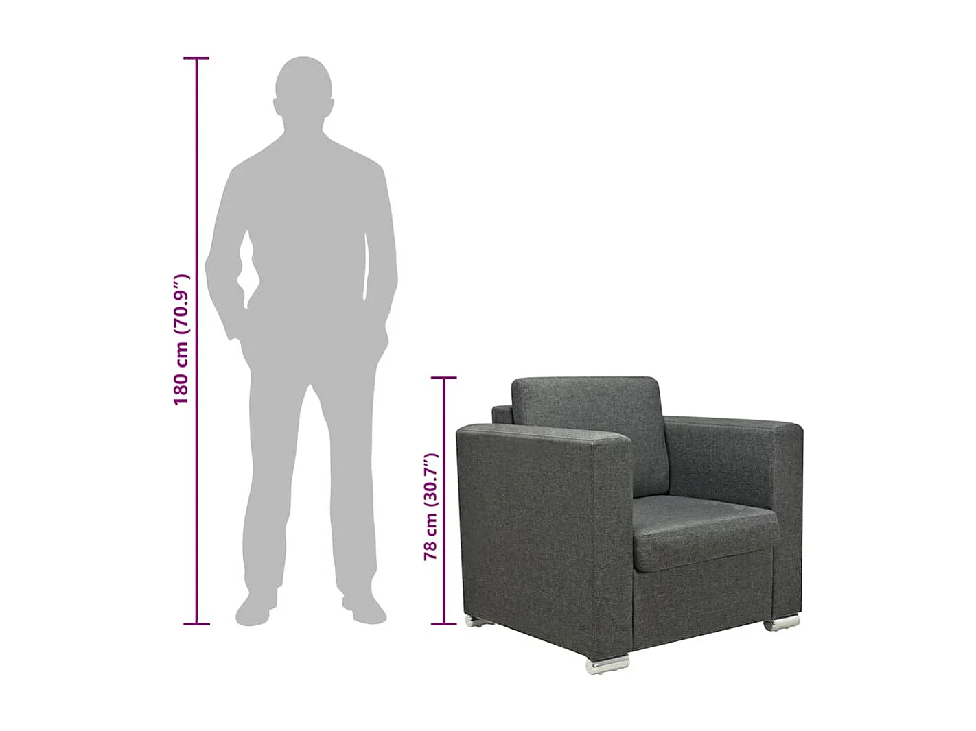 Fauteuil gris foncé tissu