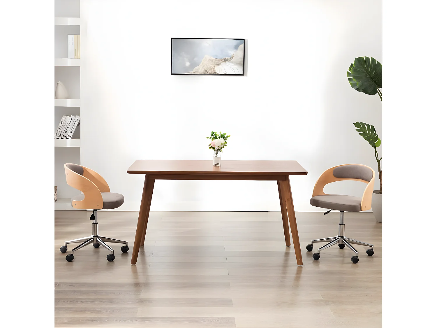 Sedie da Pranzo Girevoli 2 pz Grigio Talpa in Legno e Tessuto