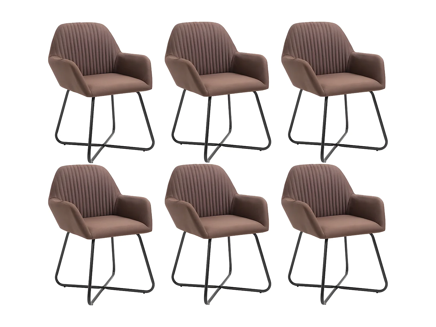 Chaises à manger lot de 6 marron tissu