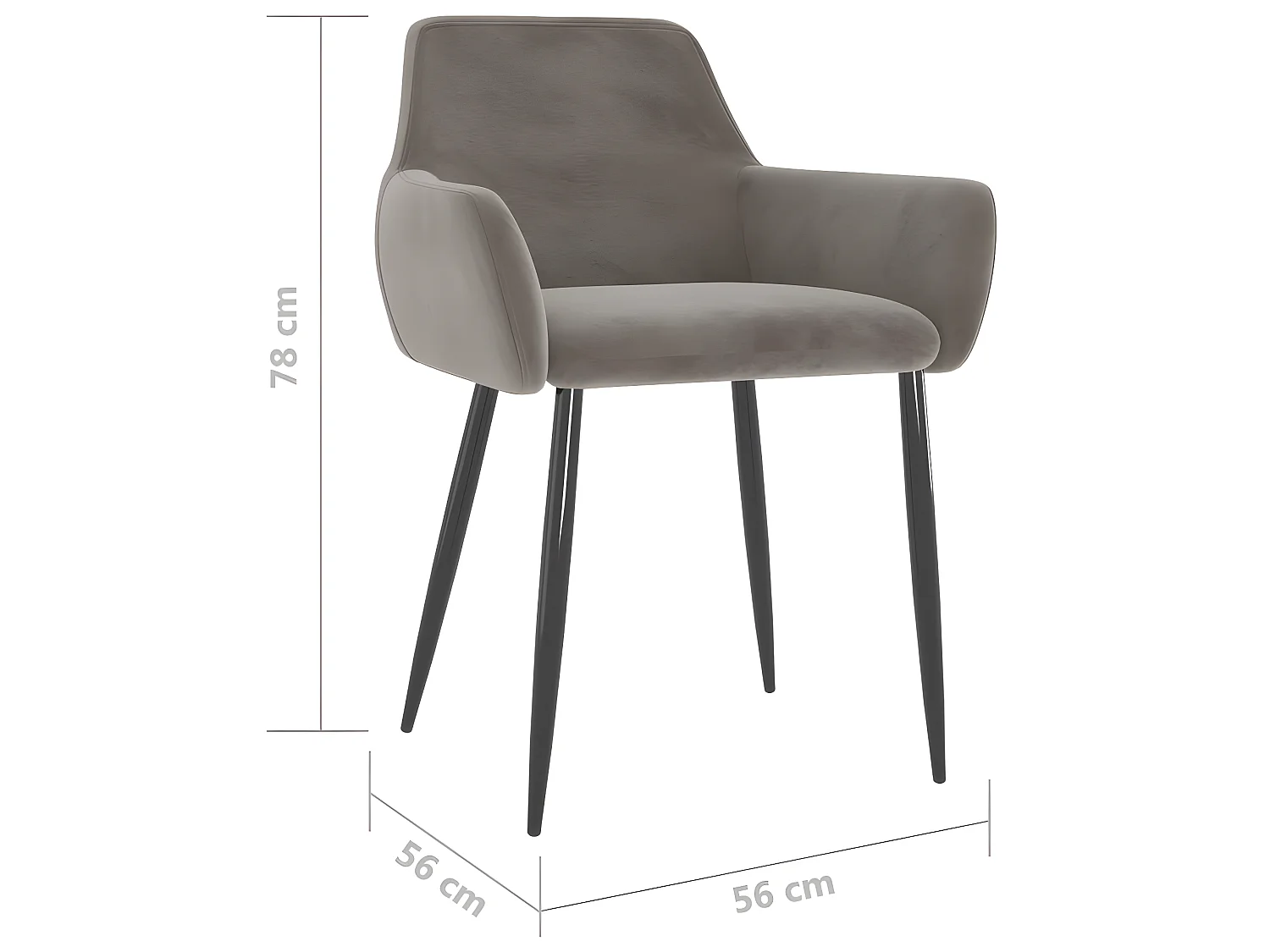 Chaises à manger lot de 2 Gris clair Velours