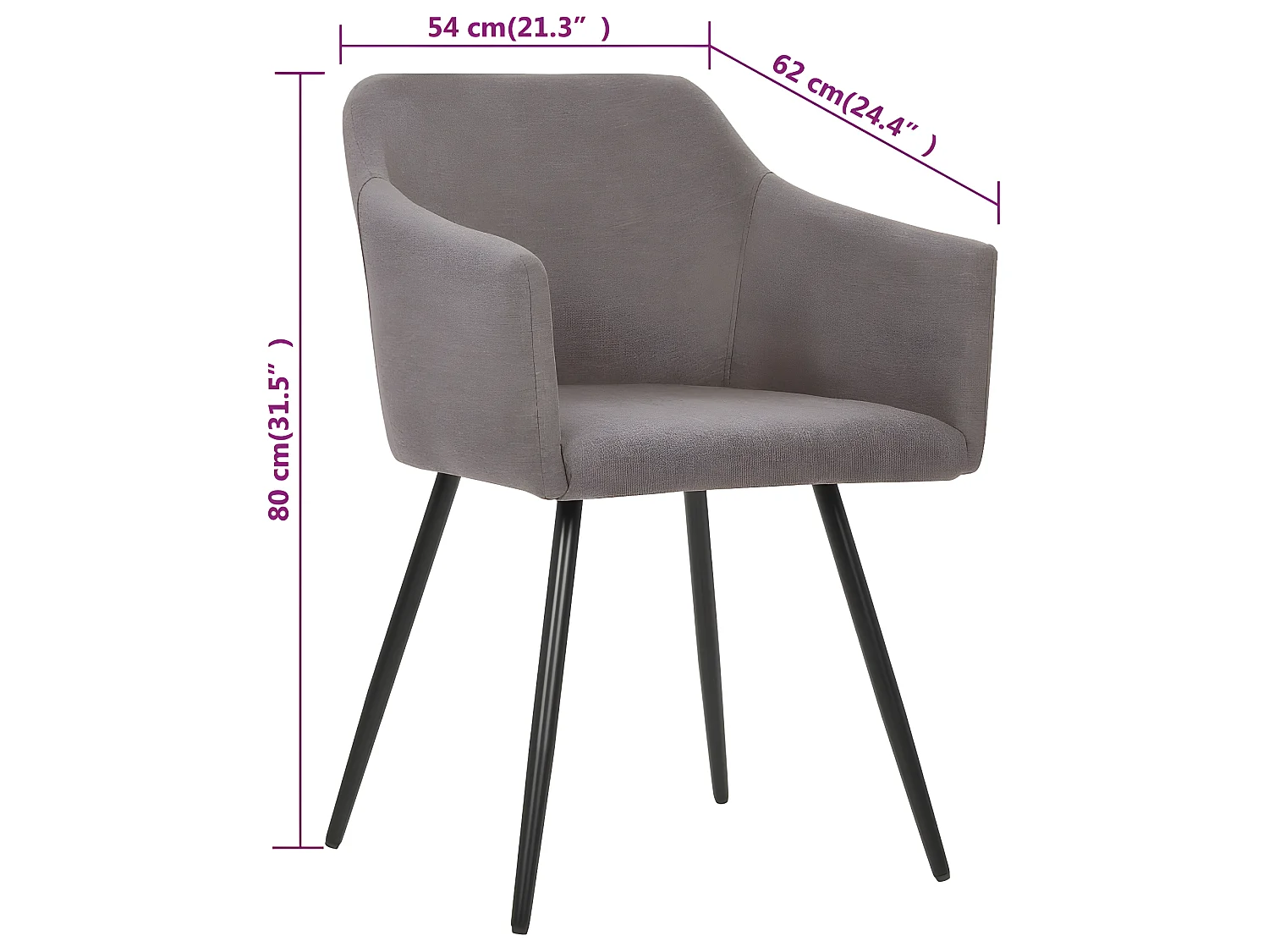 Chaises à manger lot de 2 taupe tissu