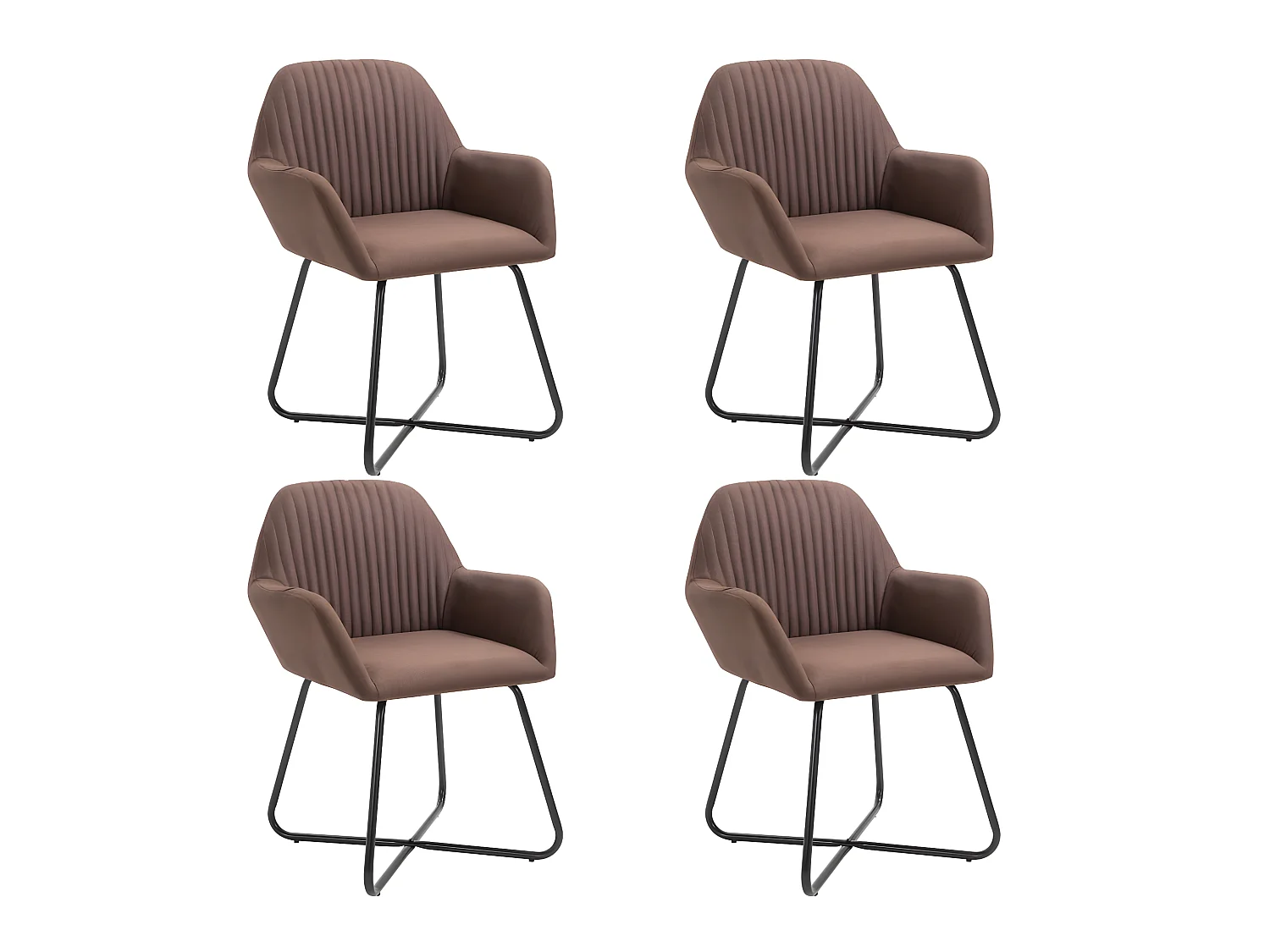 Chaises à manger lot de 4 marron tissu